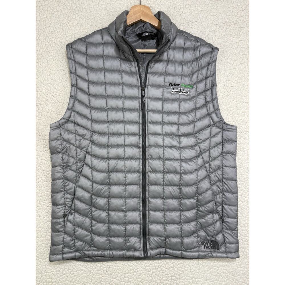 The North Face Men’s Thermoball Quilted Vest Insulated Full Zip Gray Large *LOGO